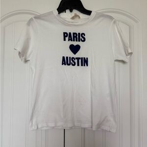 Sezane t shirt white size XS Paris Austin Boutique rare